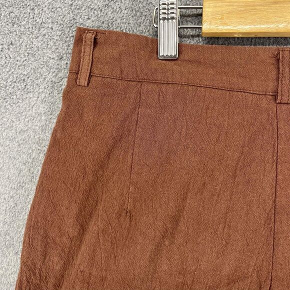 SHEIN Shorts Womens Large Brown Pleated High Waist Cuffed Hem Pockets Belt Loops - Picture 14 of 16